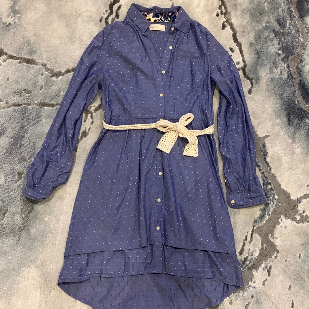 Anthropologie Speckled Tier Chambray Shirtdress Sz XS